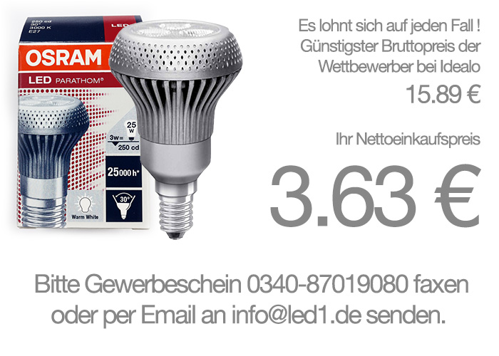 Beispielrechnung bei OSRAM RESELLER Programm